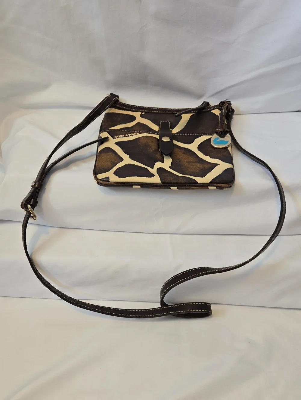 Dooney & Bourke Brown and Cream Giraffe-Print Crossbody Bag - Picture 1 of 9